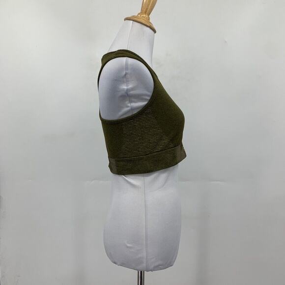 Fabletics Sports Bra Women M Medium Moss Seamless Low Impact Logo Band High Neck - Picture 5 of 13